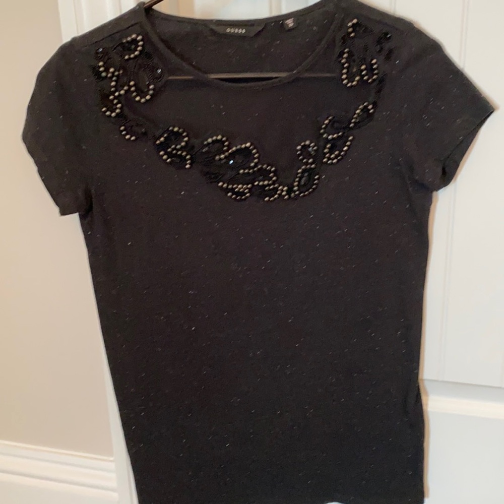 Guess slub t shirt with beading